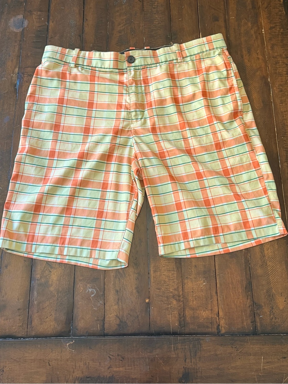 Nike Golf Dri-FIT Men's Shorts – Size 36 – Orange, Yellow & Green Plaid